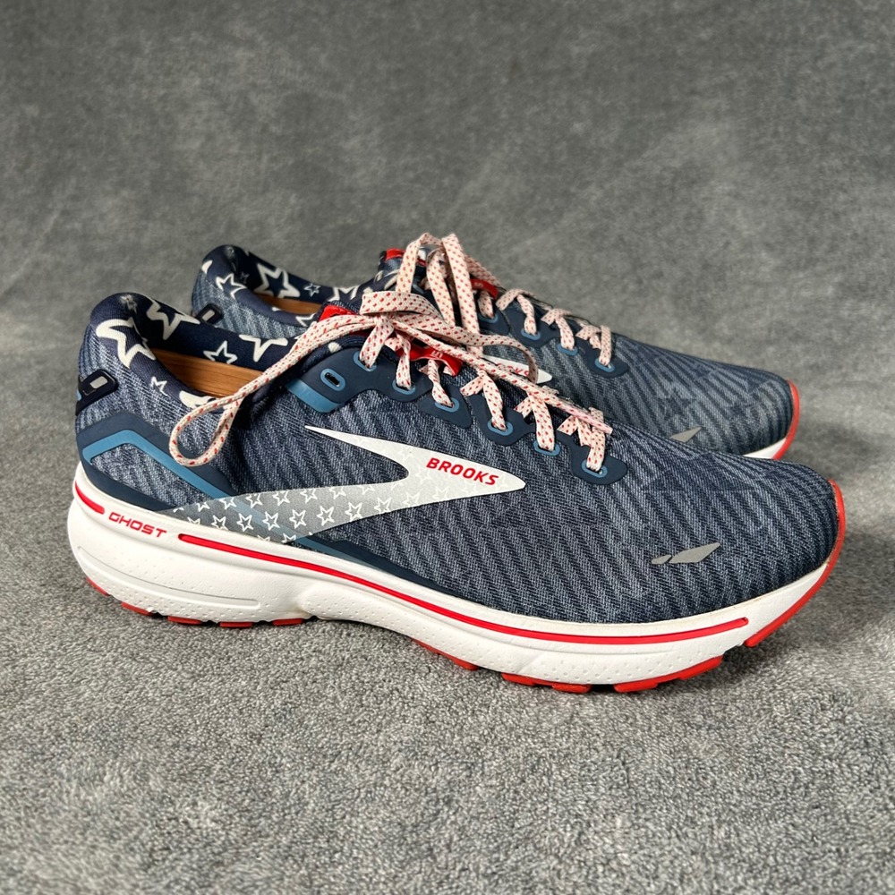 Brooks Ghost 15 Running Shoes Womens 9.5 B Stars & Stripes Navy 4th of July